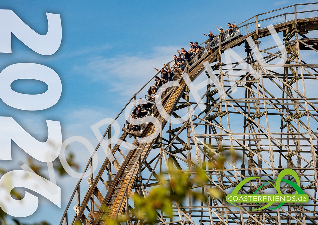 Titelbild Coasterfriends Kalender 2026 - Mammut (Erlebnispark Tripsdrill)