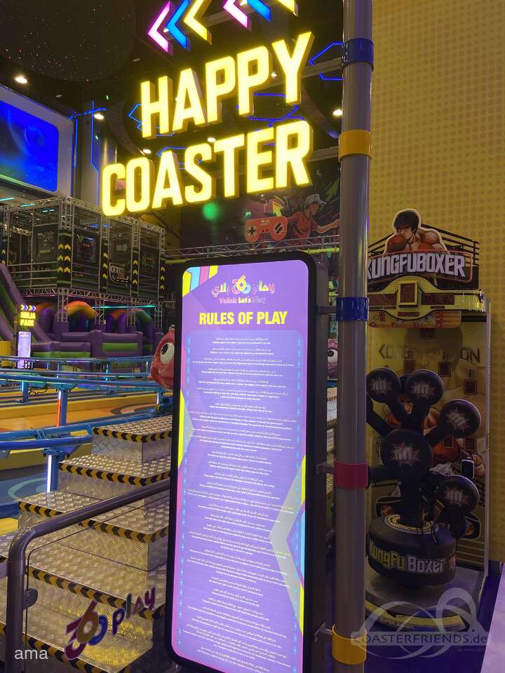 Happy Coaster im Parkcheckpoint für Freizeitparks und Achterbahnen